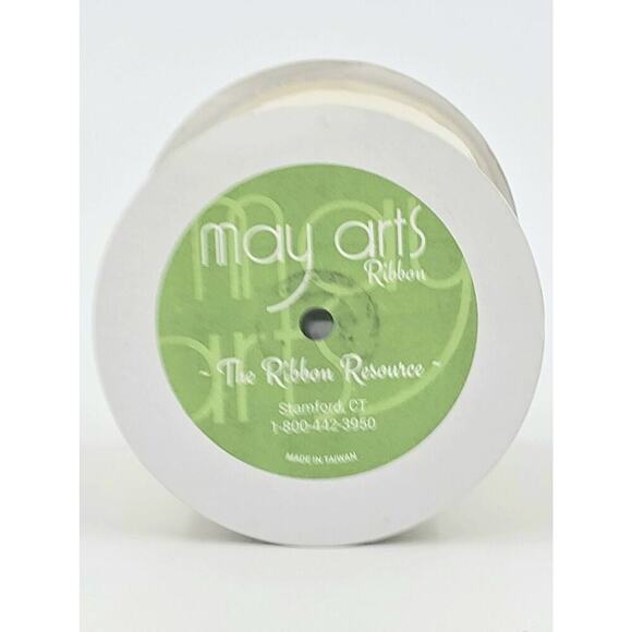 3- Ivory 4in Velvet Ribbon with Gold Backing 10yd The Ribbon Resource May Arts - Picture 8 of 12